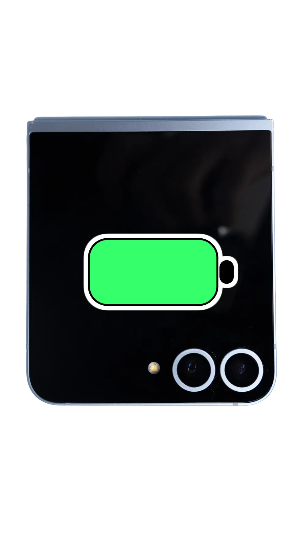 Cover screen of the Flippy 6 Pro showing its battery